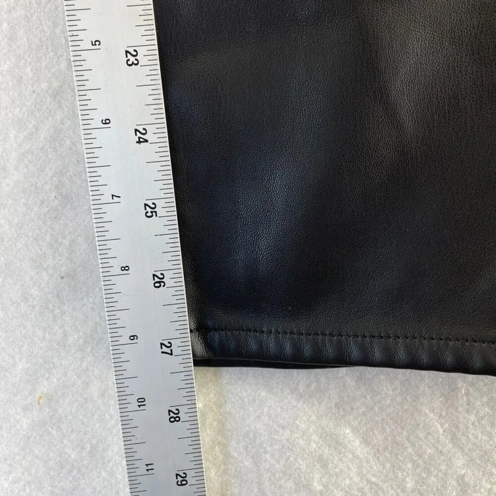 J Crew Pants Womens 25 Black Kate Faux Leather Straight Leg Soft Stretch Button - Picture 4 of 10